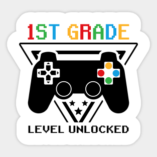 1st Grade Level Unlocked First Day of School Video Gamer Sticker